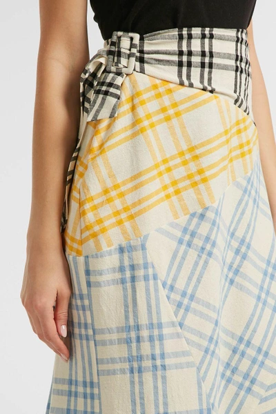 Shop Rosie Assoulin Cut And Paste Plaid Cotton Maxi Skirt In Multicoloured