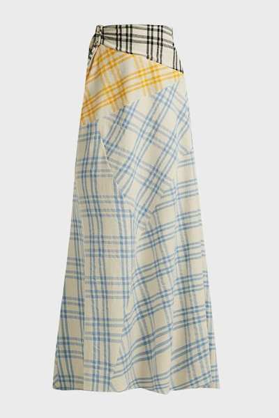 Shop Rosie Assoulin Cut And Paste Plaid Cotton Maxi Skirt In Multicoloured