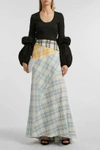 ROSIE ASSOULIN Cut And Paste Plaid Cotton Maxi Skirt