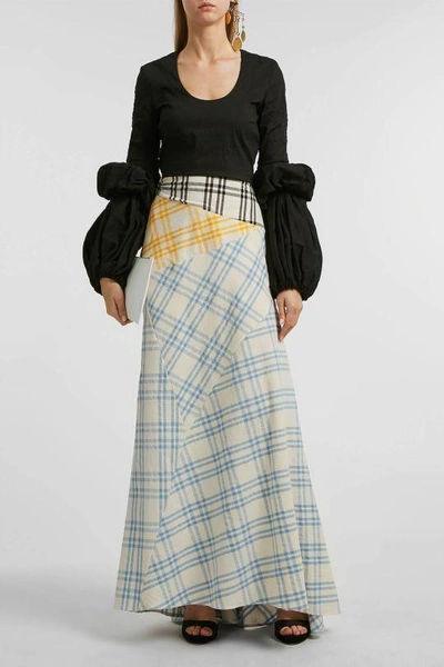 Rosie Assoulin Cut And Paste Plaid Cotton Maxi Skirt In Multicoloured