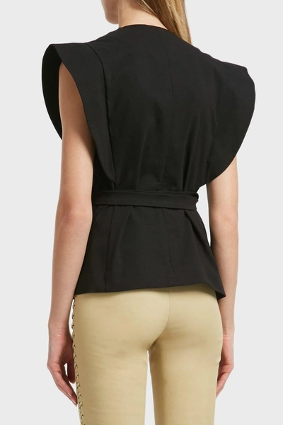 Shop Isabel Marant Logan Wide Shoulder Cotton-blend Top In Black