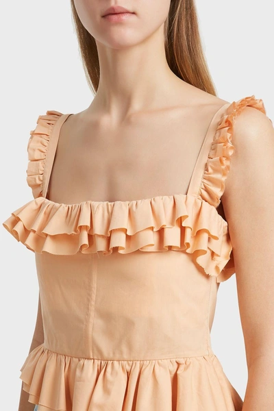 Shop Brock Collection Tegan Ruffled Cotton And Silk-blend Top In Orange