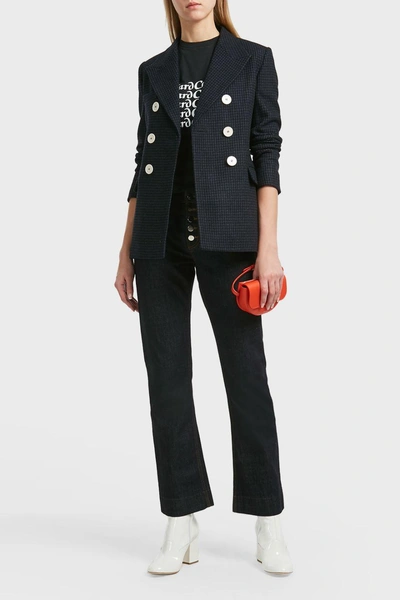 Shop Alexa Chung Double-breasted Wool-blend Jacket In Navy