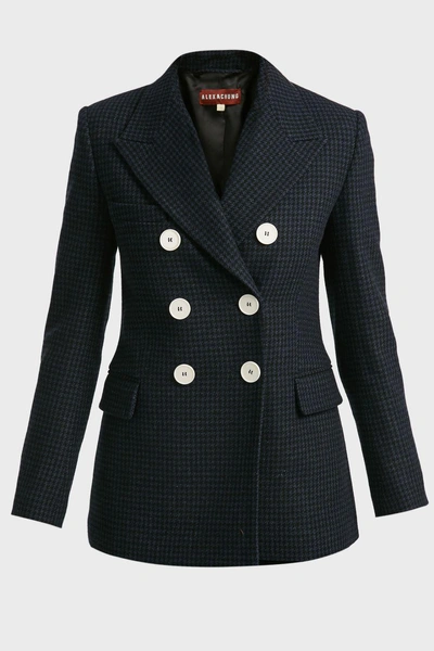Shop Alexa Chung Double-breasted Wool-blend Jacket In Navy