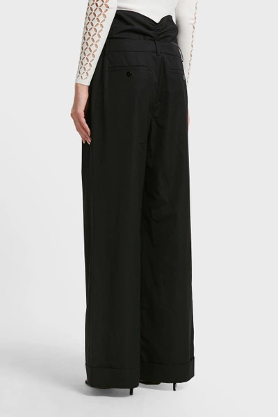 Shop Alexander Wang Cotton-poplin Wide-leg Trousers In Black