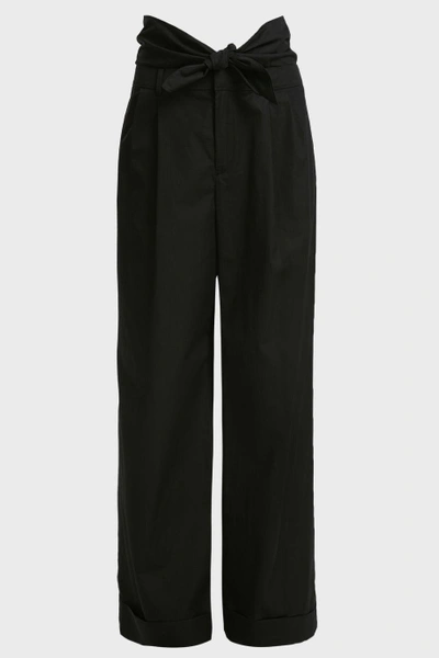 Shop Alexander Wang Cotton-poplin Wide-leg Trousers In Black