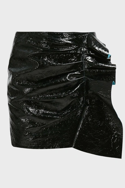 Shop Isabel Marant Fresly Ruffle Detail Leather Skirt In Black
