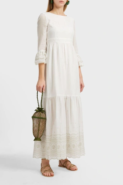 Shop Athena Procopiou Sunday Morning Cotton Boho Dress In Ivory