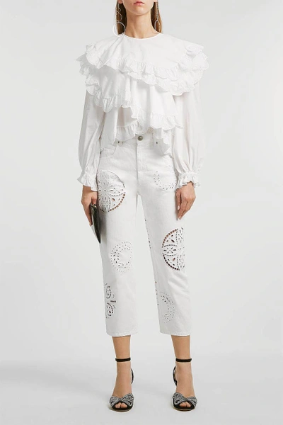 Shop Isabel Marant Ronny Laser Cut Straight Leg Jeans In We Styled It With  Top,  Heels,  Clutch, And  Ea