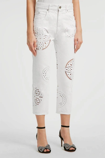 Shop Isabel Marant Ronny Laser Cut Straight Leg Jeans In We Styled It With  Top,  Heels,  Clutch, And  Ea