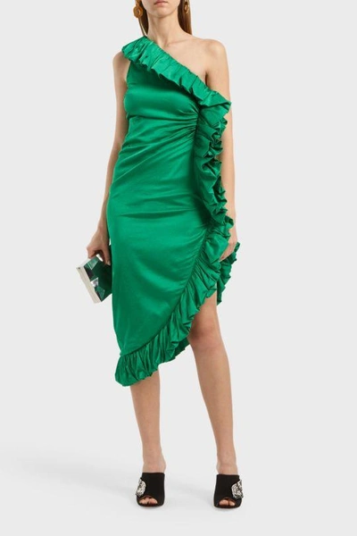 Shop Attico Off-the-shoulder Cotton-blend Dress