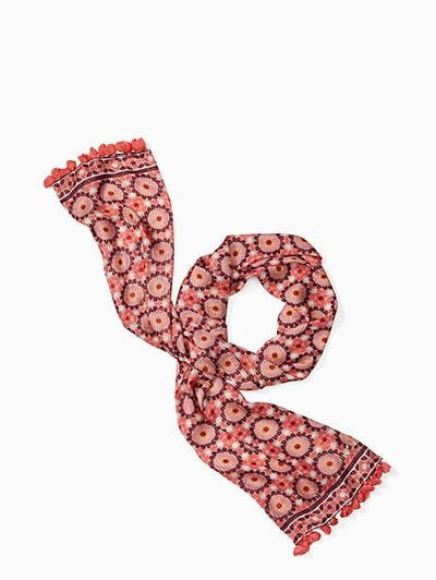 Shop Kate Spade Floral Mosaic Oblong Scarf In Conch Shell