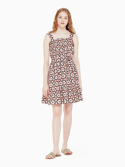 Shop Kate Spade Floral Mosaic Poplin Dress In Pearl Pink