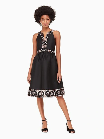 Shop Kate Spade Mosaic Embellished Midi Dress In Black