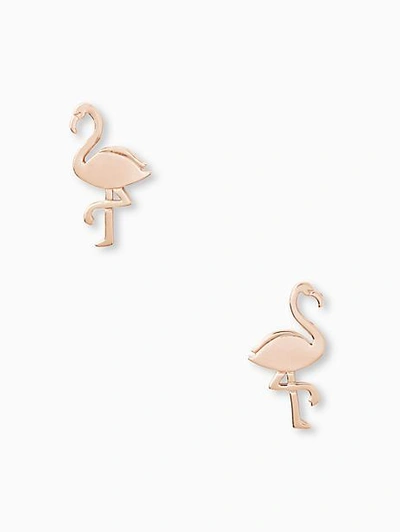 Shop Kate Spade By The Pool Flamingo Studs In Rose Gold