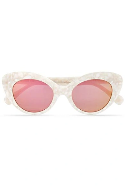 Shop Roberi & Fraud Agnes Cat-eye Acetate Mirrored Sunglasses In White