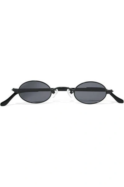 Shop Roberi & Fraud Doris Oval-frame Stainless Steel And Acetate Sunglasses In Black