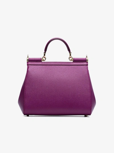 Shop Dolce & Gabbana Purple Sicily Medium Leather Tote Bag In Pink&purple