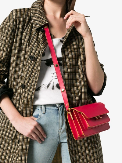 Shop Marni Micro Trunk Shoulder Bag In Red