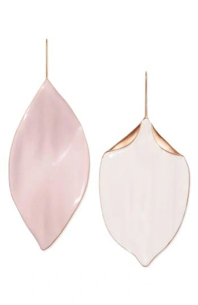 Tory Burch Mismatched Leaf Earrings In Blush/ New Ivory | ModeSens