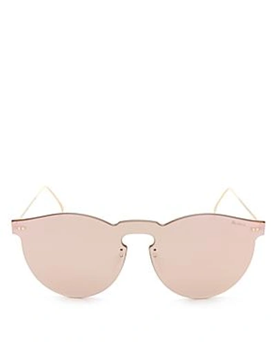 Shop Illesteva Leonard Mask Mirrored Sunglasses, 55mm In Rose Gold Mirrored