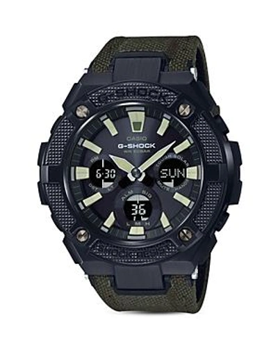 Shop Casio G-shock Analog/digital Watch, 52.4mm In Blue/khaki