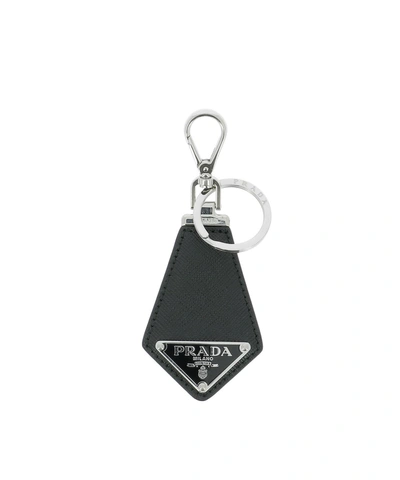 Shop Prada Black Leather Keychain