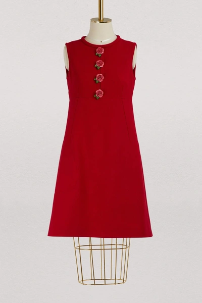 Shop Dolce & Gabbana Wool Mini Dress In Burgundy