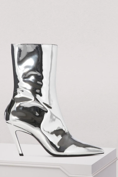 Shop Balenciaga Slash Silver Boots In Argent