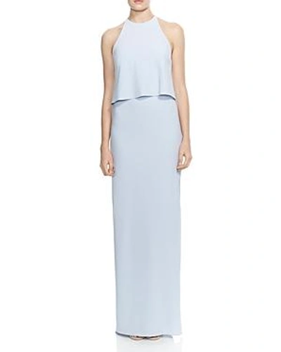 Shop Halston Heritage Draped-back Column Gown In Breeze