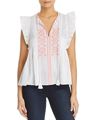 Shop Kate Spade New York Embroidered Flutter Top In Fresh White