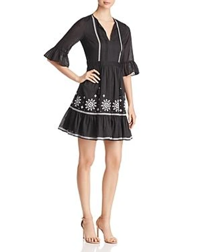 Shop Kate Spade New York Mosaic Embroidered Peasant Dress In Black
