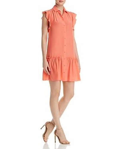 Shop Kate Spade New York Ruffle-sleeve Silk Dress In Apricot Sorbet