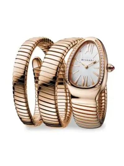 Shop Bvlgari Women's Serpenti Rose Gold & Diamond Double Twist Bracelet Watch