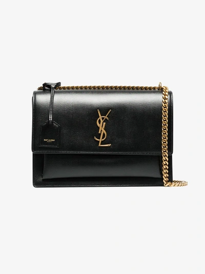 Shop Saint Laurent Black Sunset Medium Leather Bag