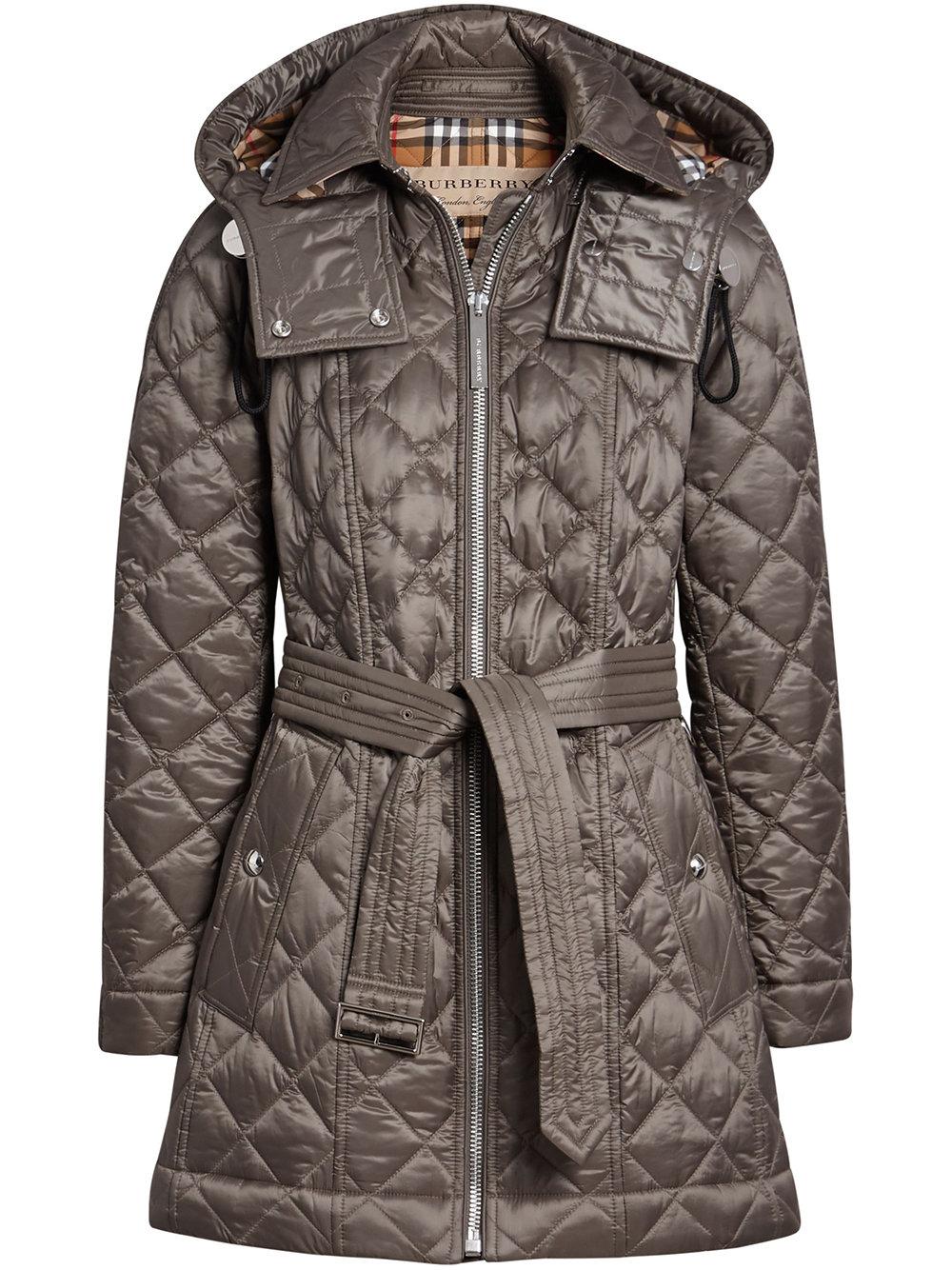 Diamond Quilted Coat In Grey 