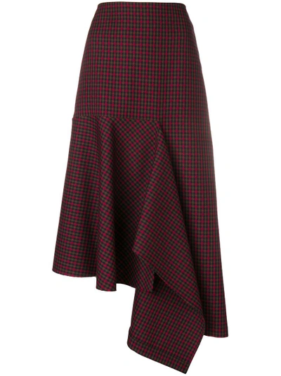 Shop Balenciaga Asymmetric Check Godet Skirt