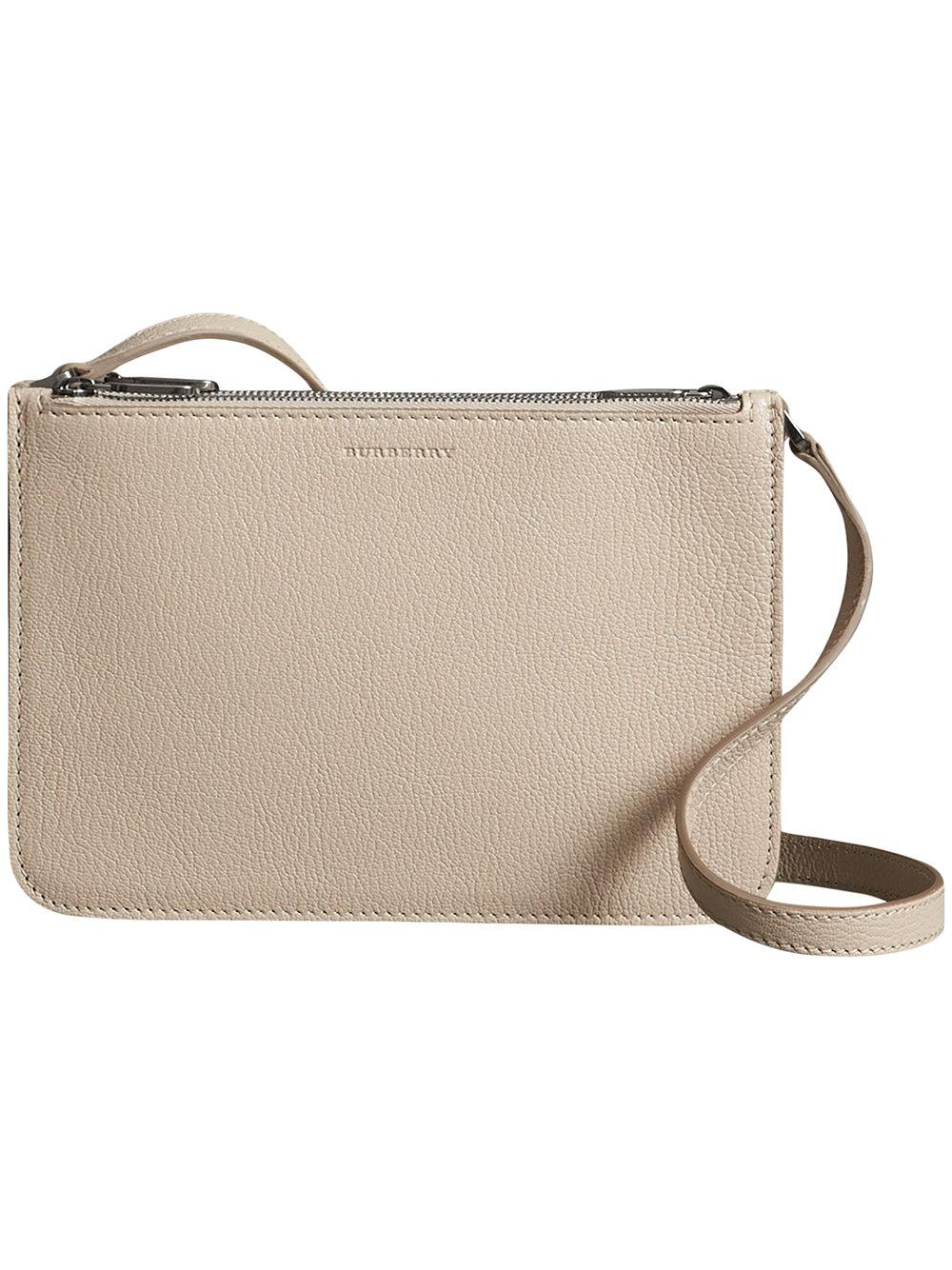 burberry triple zip grainy leather crossbody bag