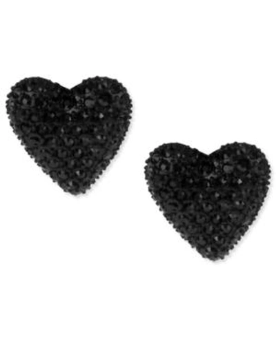 Betsey Johnson Black Heart Stud Earrings In Black