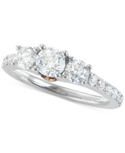 Shop Marchesa Diamond Two-tone Engagement Ring (1-1/2 Ct. T.w.) In 18k White & Rose Gold In White/rose Gold