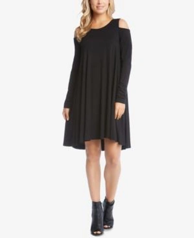Shop Karen Kane Cold-shoulder Trapeze Dress In Black