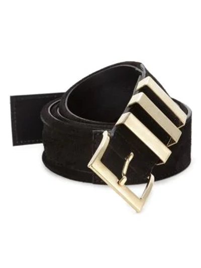 Shop Balmain Suede Belt In Black