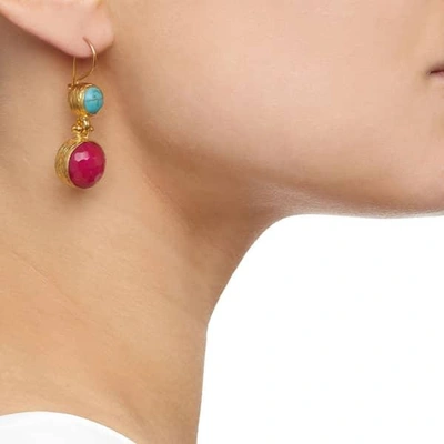 Shop Ottoman Hands Turquoise & Hot Pink Agate Two Stone Earrings