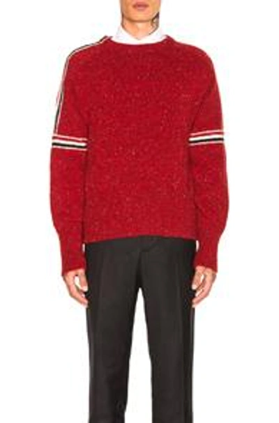 Shop Thom Browne Mohair Tweed Classic Crewneck Pullover In Abstract,red