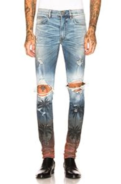 Shop Amiri Palm Thrasher Jean In Abstract,blue,ombre & Tie Dye,pink