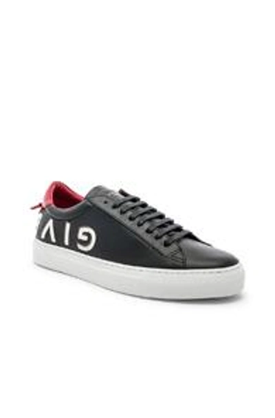 Shop Givenchy Leather Urban Street Low Sneakers In Black In Black & Red