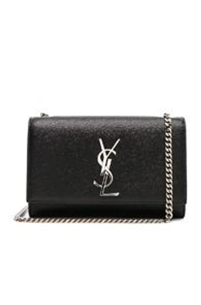 Shop Saint Laurent Small Monogramme Kate Chain Bag In Black & Silver