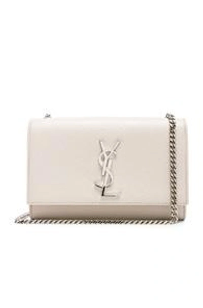 Shop Saint Laurent Small Monogramme Kate Chain Bag In White