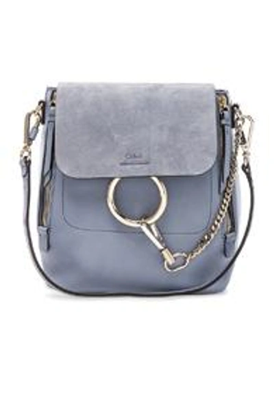 Shop Chloé Chloe Small Faye Backpack Calfskin & Suede In Blue