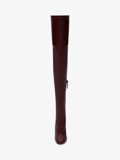 Shop Alexander Mcqueen Sculpted Heel Over-the-knee Boot In Burgundy